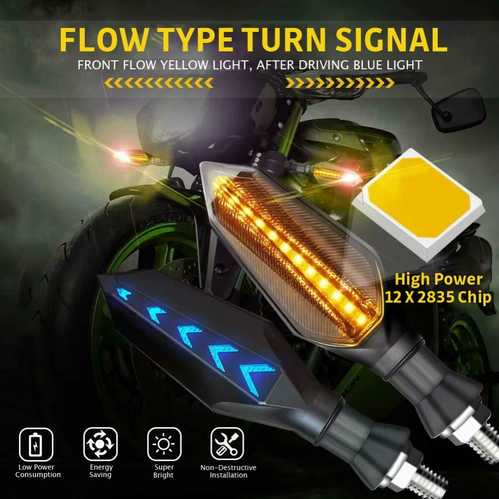 Clignotants de moto 17led-indicateur clignotant de flèche séquentielle, feux d'avertissement étanches pour une conduite sûre