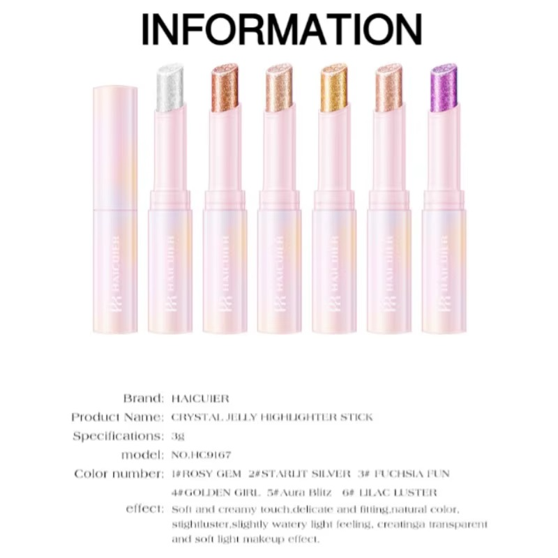 Bâton de fard à paupières scintillant, surligneur, bâton de maquillage durable, multicolore, perle, paillettes, imperméable, surbrillance du visage