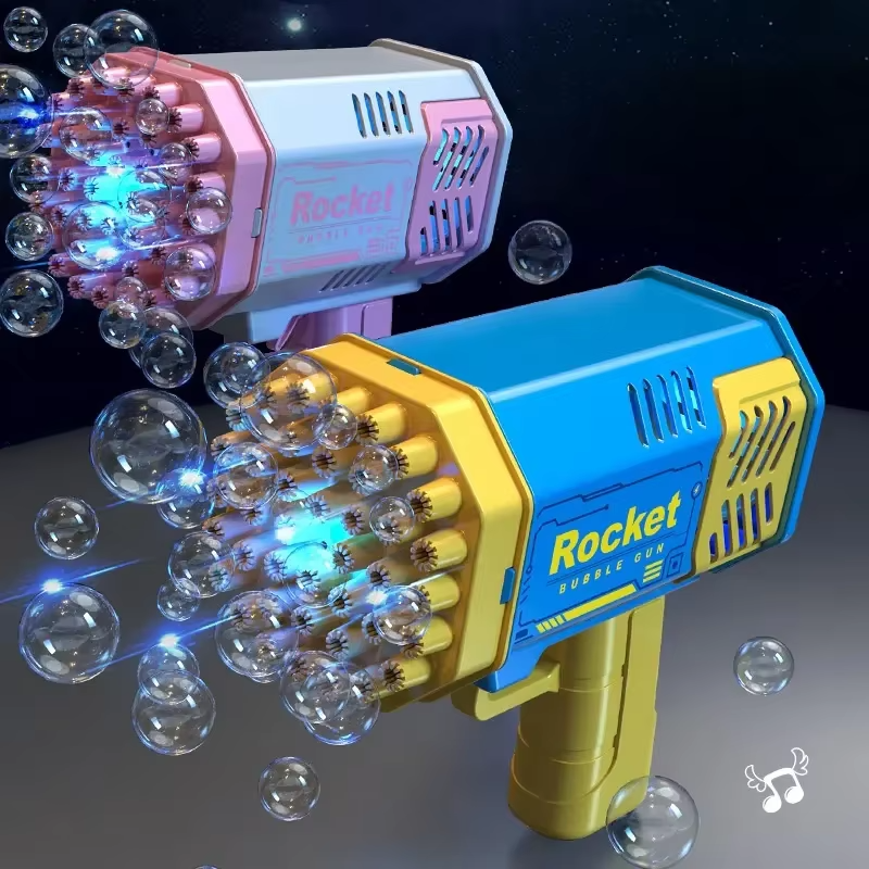 Lance-roquettes électrique Portable et automatique pour enfants, 40 trous, pistolet à bulles, lumière LED pour garçons et filles, un paquet