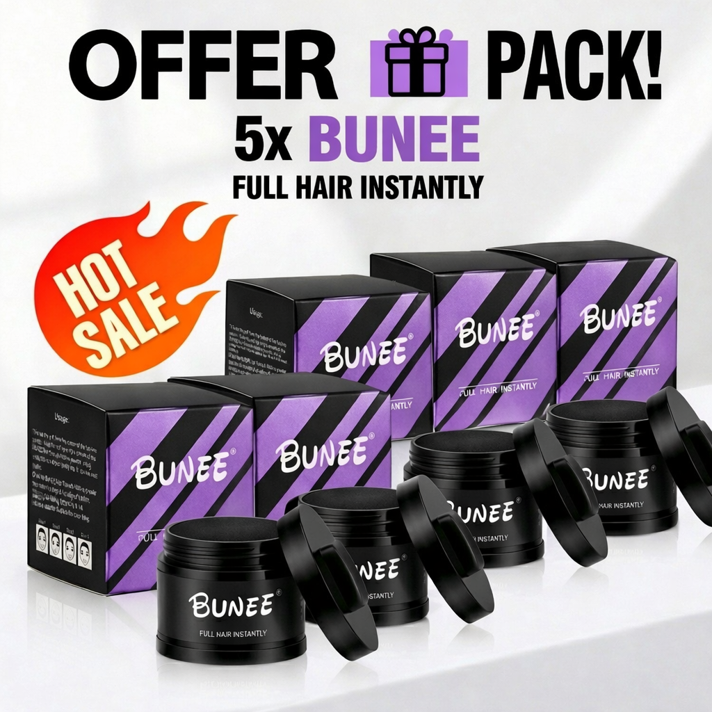 BUNEE® Pack 5 Pièces (PROMO) - Retouch Coloration Cheveux Complet Instantanément – Noir 