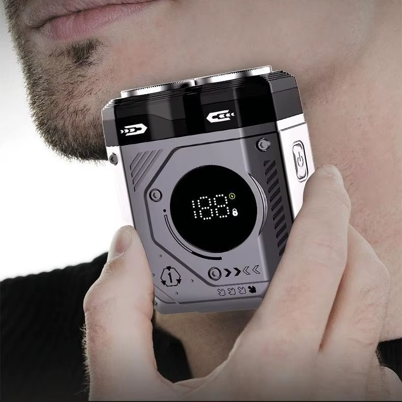 Powerful Dual Blade Mini Electric Smart Shaver Digital Display Beard Trimmer Tool 36Db Household& Car